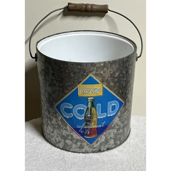 Coca Cola Coke Cold Refreshment Galvanized Steel Ice Pail With Bucket No Lid - Picture 1 of 8